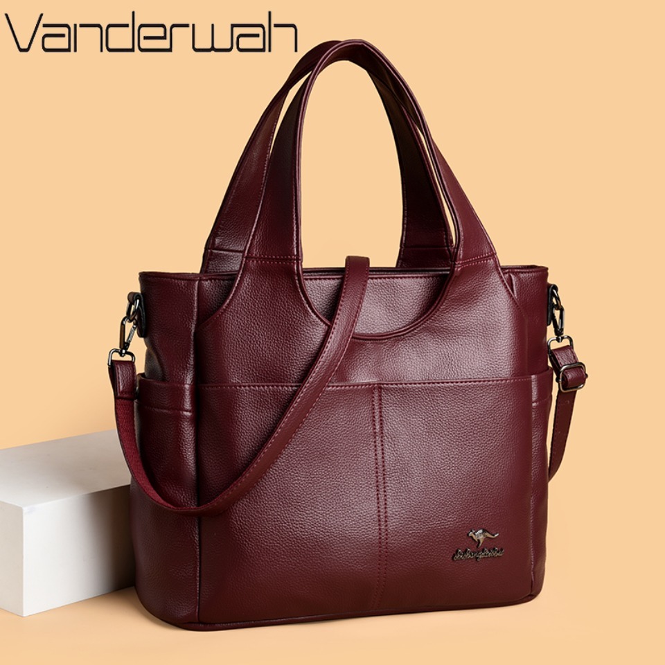 Doctor Bag Leather - กระเป๋าหนังนิ่ม 3 ช่องหลัก กระเป๋าหน้าคู่ ความจุขนาดใหญ่ กระเป๋าสะพายไหล่แบบสะพายข้างสำหรับทำงาน