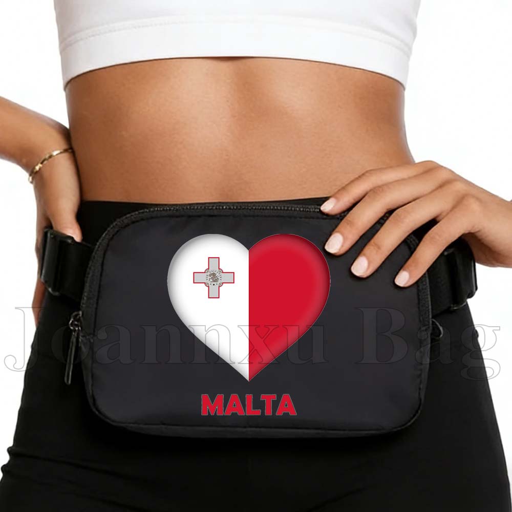 Women Bags Malta - กระเป๋าคาดเอว Malta Heart Flag สำหรับผู้ชายและผู้หญิง กระเป๋าคาดเอวอเนกประสงค์ความจุขนาดใหญ่