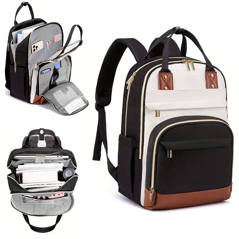 Women Bags With Laptop Compartment - กระเป๋าเป้สะพายหลังผู้หญิงหลากสี สายสะพายไหล่ปรับได้ ออกแบบโดยสายการบิน ช่องใส่ของสองช่อง ใส่แล็ปท็อปและแท็บเล็ตได้