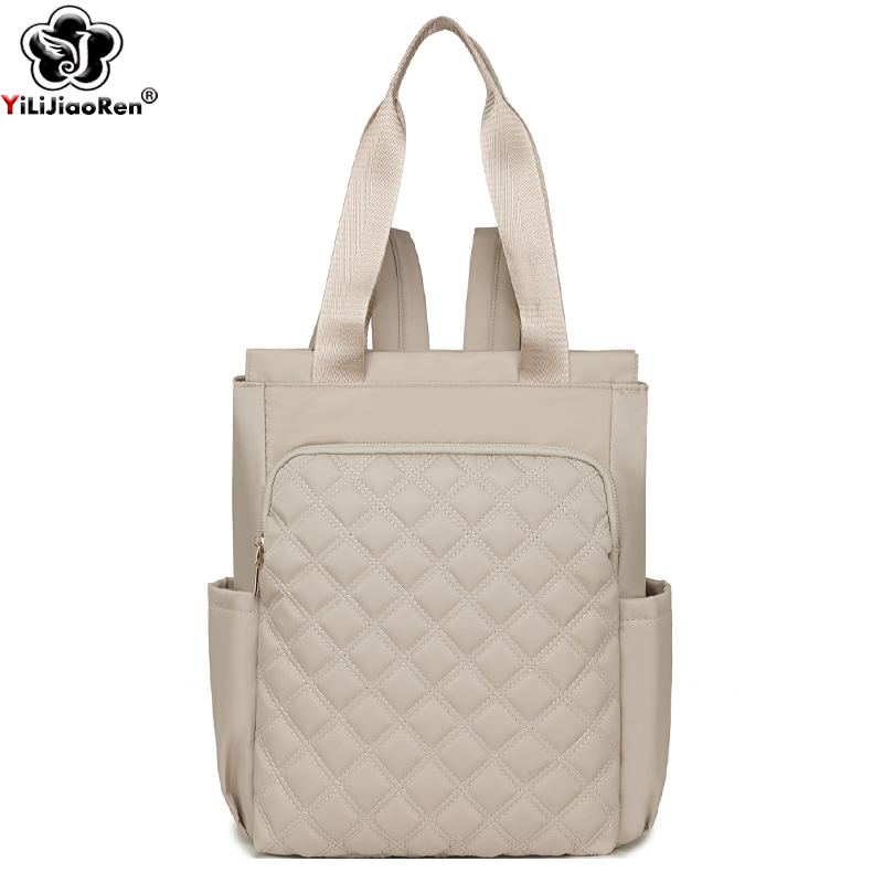 Women Bags With Laptop Compartment - แฟชั่นลายสก๊อตกระเป๋าเป้สะพายหลังผู้หญิงกันน้ําไนลอน Daypack กระเป๋าแล็ปท็อปความจุสูงกระเป๋านักเรียนน้ําหนักเบา Rucksack