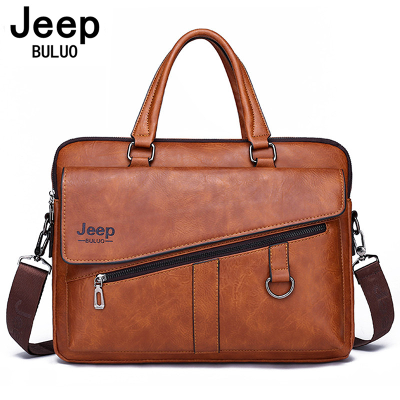 Doctor Bag Leather - JEEP BULUO กระเป๋าเอกสารแยกหนังแล็ปท็อปกระเป๋า14 