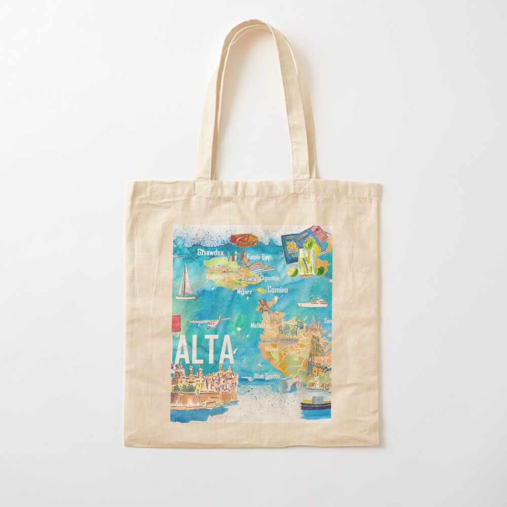 กระเป๋าผ้าแคนวาสลายแผนที่เกาะม - Women Bags Malta บทวิจารณ์และราคา