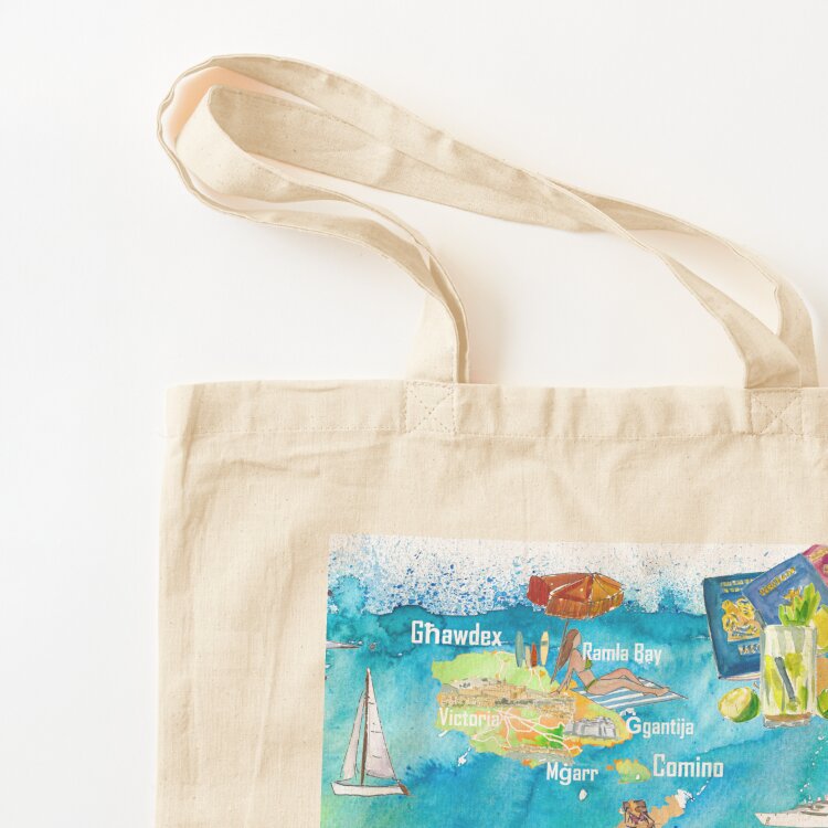 กระเป๋าผ้าแคนวาสลายแผนที่เกาะม - Women Bags Malta บทวิจารณ์และราคา